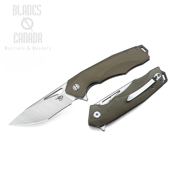 Bestech Toucan Flipper Folding Knife, D2 Two-Tone, G10 Beige, BG14C-1