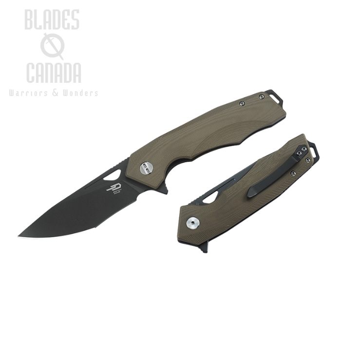 Bestech Toucan Flipper Folding Knife, D2 Steel, G10 Beige, BG14C-2