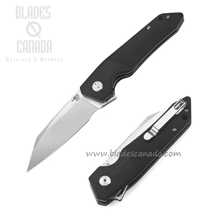 Bestech Barracuda Flipper Folding Knife, D2 Two-Toned, G10 Black, BG15A-1