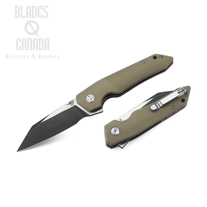 Bestech Barracuda Flipper Folding Knife, D2 Two-Tone, G10 Beige, BG15C-2