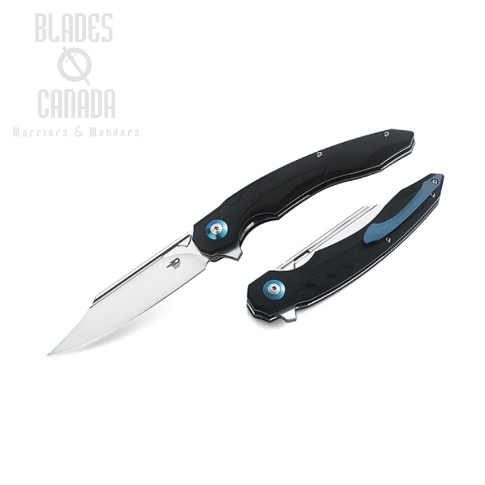 Bestech Fanga Flipper Folding Knife, D2 Clip Point, G10 Black, BG18A