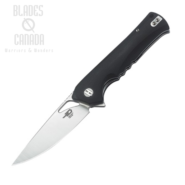 Bestech Muskie Flipper Folding Knife, D2 Drop Point, G10 Black, BG20A1