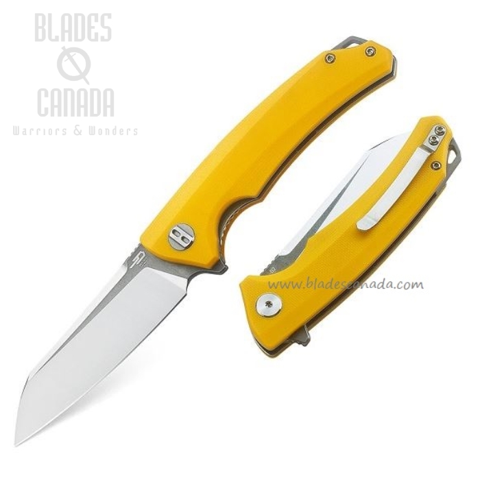 Bestech Texel Flipper Folding Knife, D2 Two-Tone, G10 Yellow, BG21C-2