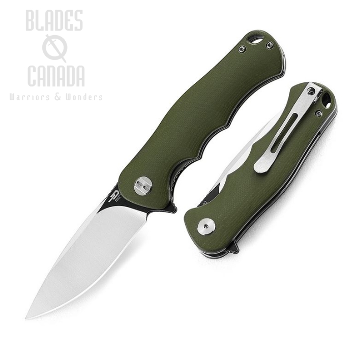 Bestech Bobcat Flipper Folding Knife, D2 Two-Tone, G10 Green, BG22B-2