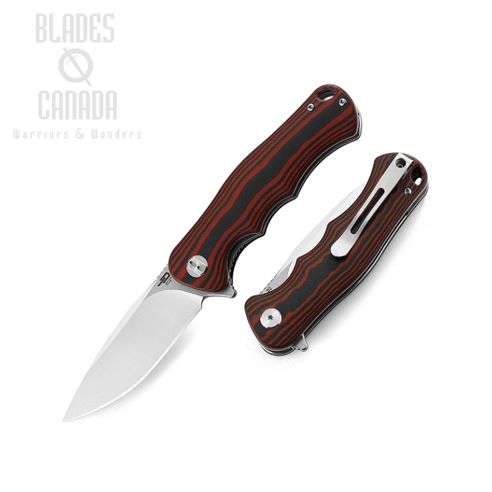 Bestech Bobcat Flipper Folding Knife, D2 Two-Tone, G10 Black/Red, BG22C-1