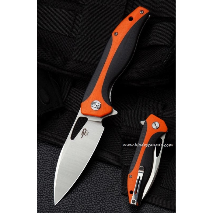 Bestech Komodo Flipper Folding Knife, D2 Sheepsfoot, G10 Orange/Black, BG26C