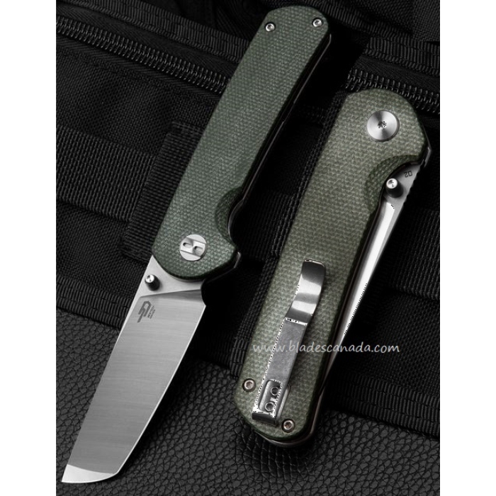 Bestech Sledgehammer Folding Knife, D2 Two-Tone, Micarta Green, BG31B1