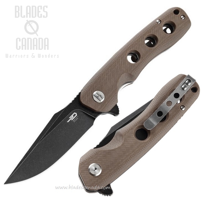 Bestech Arctic Flipper Folding Knife, D2 Stonewash, G10 Brown, BG33D-2