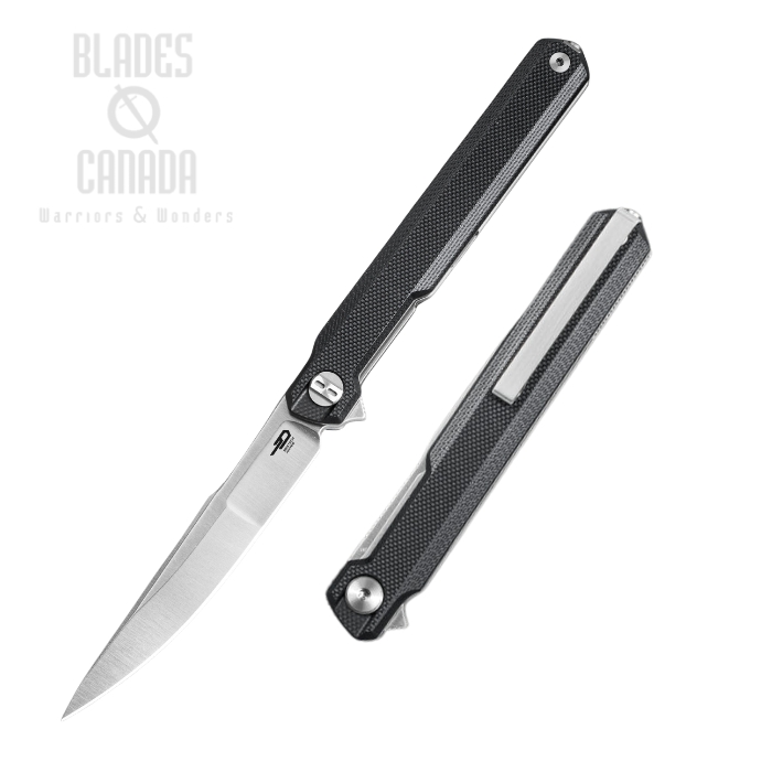 Bestech Duoz Flipper Folding Knife, 14C28N Satin, G10 Black, BG65A (image for) Bestech Duoz Flipper Folding Knife, 14C28N Satin, G10 Black, BG65A