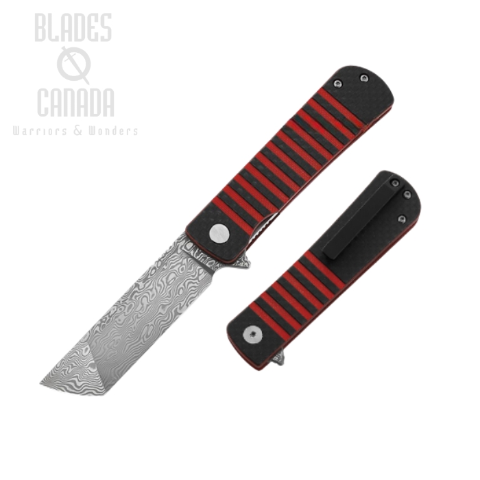 Bestech Titan Flipper Folding Knife, Damascus, Carbon Fiber/G10 Red, BL05B (image for) Bestech Titan Flipper Folding Knife, Damascus, Carbon Fiber/G10 Red, BL05B