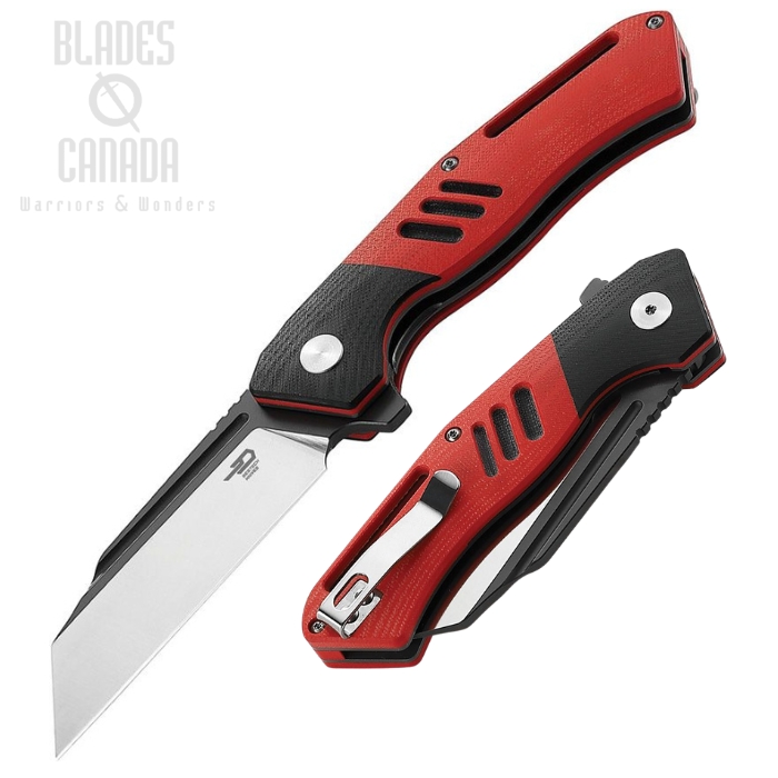 Bestech Rockface Flipper Folding Knife, D2 Two-Tone, G10 Black/Red, BTKG46C