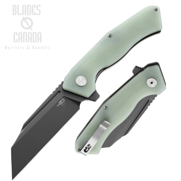 Bestech Rockface Flipper Folding Knife, D2 Gray Ti, G10 Jade, BTKG46J