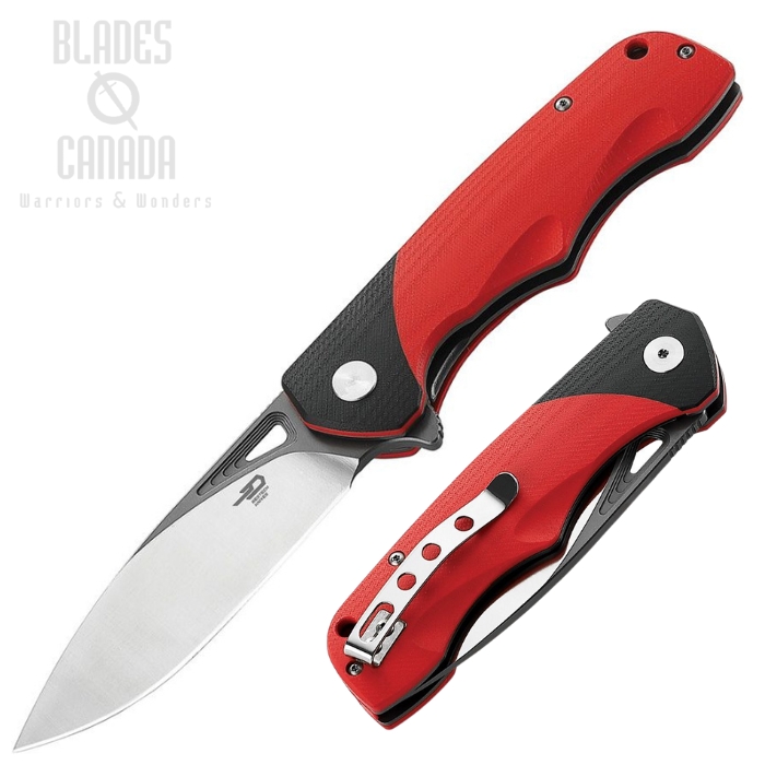 Bestech Airstream Flipper Folding Knife, D2 Two-Tone, G10 Black/Red, BTKG47C