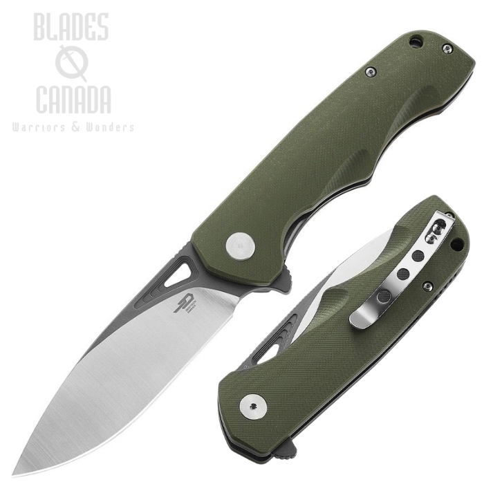 Bestech Airstream Flipper Folding Knife, D2 Two-Tone, G10 OD Green, BTKG47G