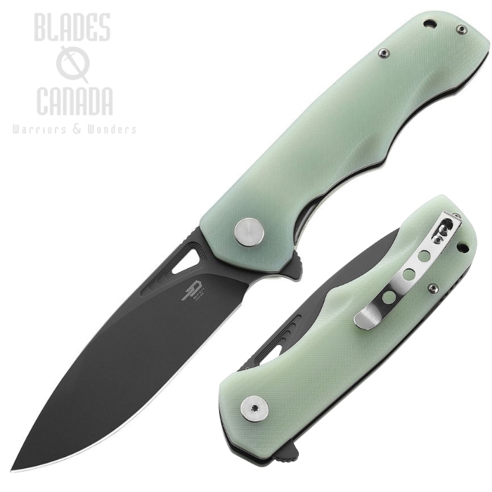 Bestech Airstream Flipper Folding Knife, D2 Gray Ti, G10 Jade, BTKG47J