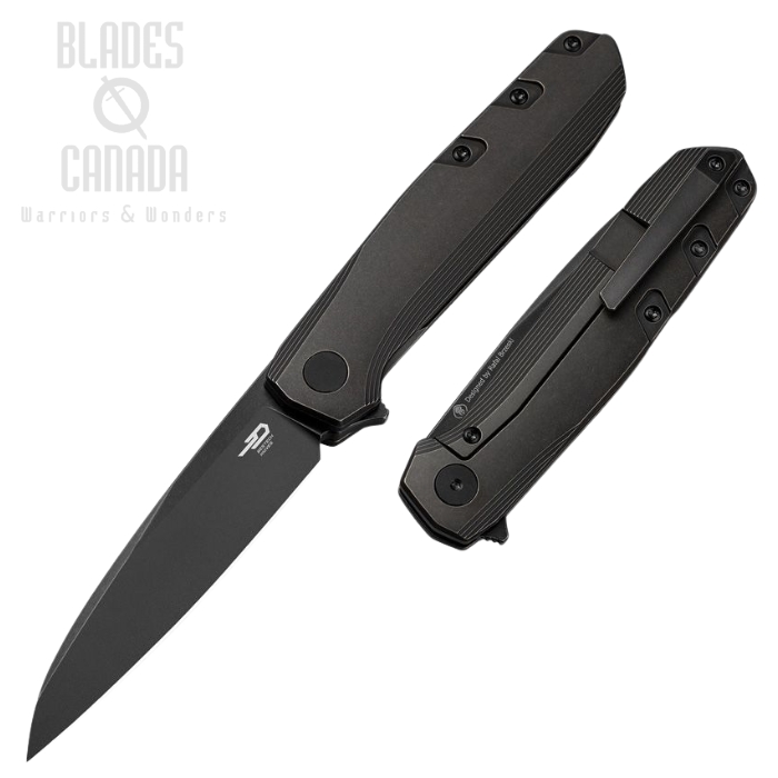 Bestech 9 Flipper Framelock Knife, M390 Black Bronze, Titanium Black Bronze, BT2408B