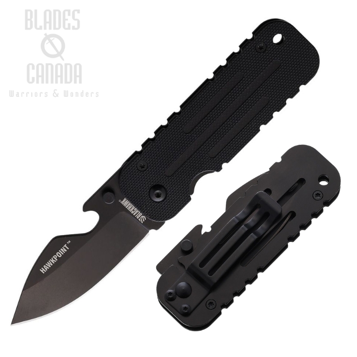 Blackhawk Hawkpoint Framelock Folding Knife, Black Oxide Blade, G10 Black, BH15HP01BK