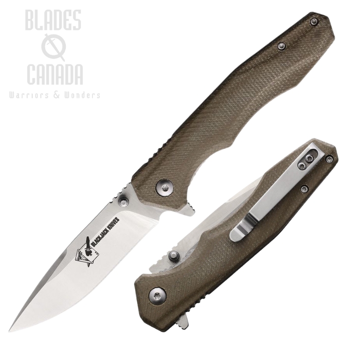 Blackjack Flipper Folding Knife, S35VN Satin, G10 Tan, BCB156