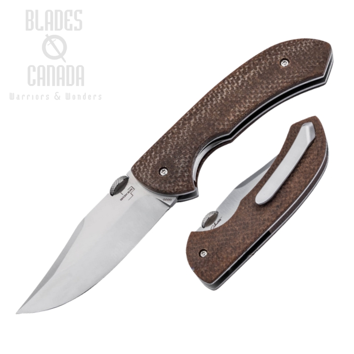 Boker Plus Pocket Bowie Folding Knife, D2 Steel, Micarta Brown, 01BO508