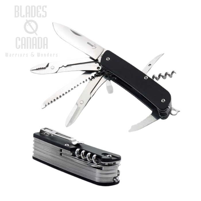 Boker Plus Tech-Tool City 4 Folding Knife, 12C27 Sandvik, G10 Black, Glass Breaker, 01BO806