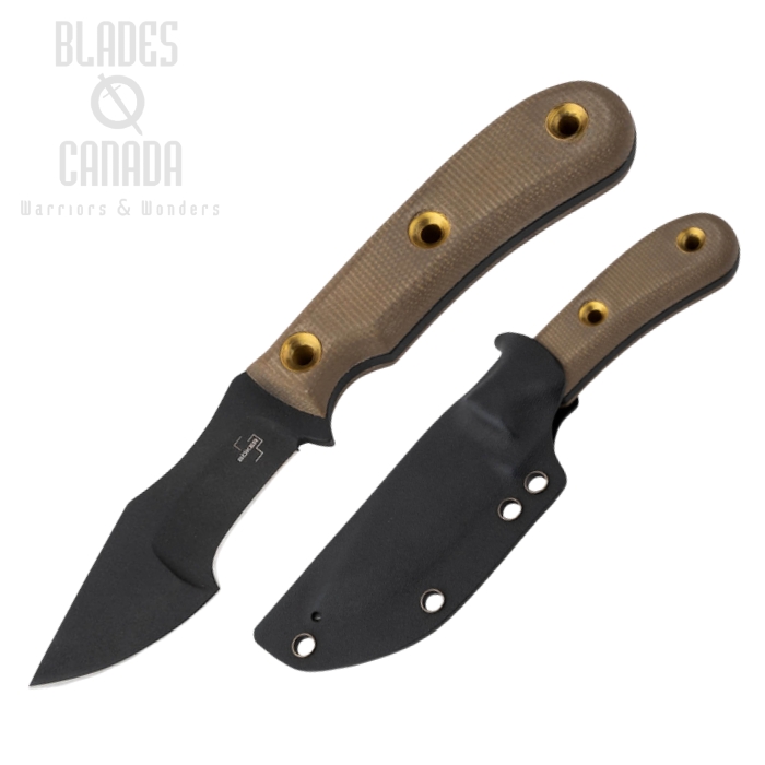 Boker Plus Micro Tracker Fixed Blade Knife, 1095 Carbon Black, Micarta, Kydex Sheath, 02BO076