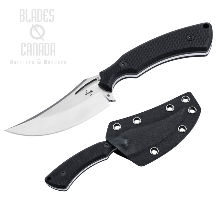 Boker Plus Tavros Fixed Blade Knife, D2 Satin, G10 Black, Kydex Sheath, 02BP0007 Boker Plus Tavros Fixed Blade Knife, D2 Satin, G10 Black, Kydex Sheath, 02BP0007