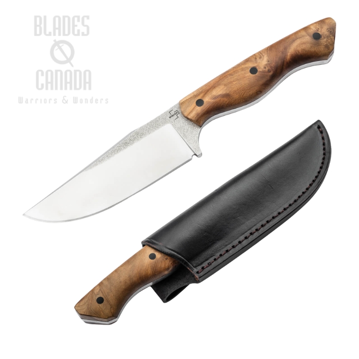 Boker Plus Overnighter Fixed Blade Knife, D2 Two-Tone, Burl Wood Brown, Leather Sheath, 02BP0025 (image for) Boker Plus Overnighter Fixed Blade Knife, D2 Two-Tone, Burl Wood Brown, Leather Sheath, 02BP0025