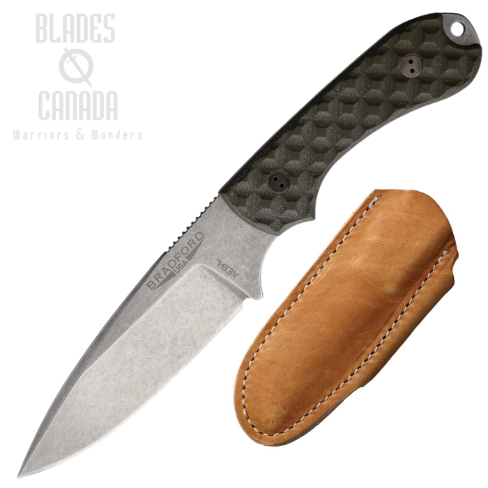 Bradford Guardian 3.2 Fixed Blade Knife, AEB-L SW, Sculpted G10 OD Green, BRAD32FE002A