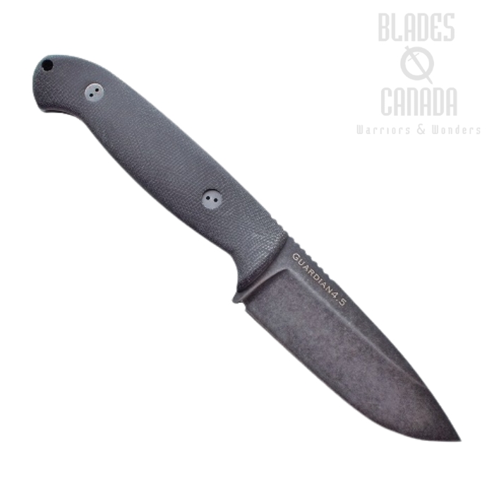 Bradford Guardian 4.5 Fixed Blade Knife, N690 Blackwash, 3D Canvas Micarta Black, 4.5S-101N-N690