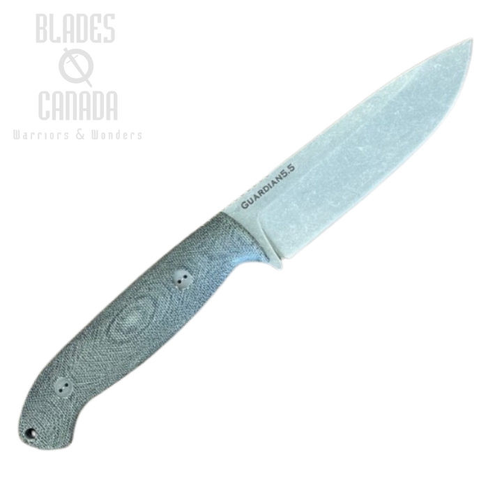 Bradford Guardian 5.5 3D Fixed Blade Knife, CPM 3V Stonewash, Micarta Black, 5.5S-101-3V (image for) Bradford Guardian 5.5 3D Fixed Blade Knife, CPM 3V Stonewash, Micarta Black, 5.5S-101-3V