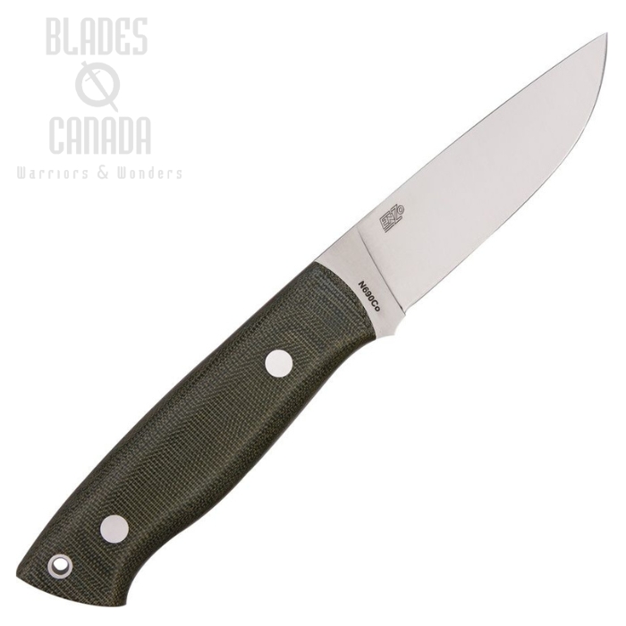 EnZo Trapper 95 Fixed Blade Knife, N690Co, Micarta Green, BRI2015