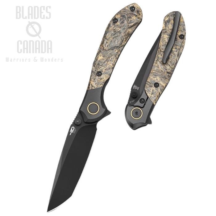 Bestech Constellation Flipper Framelock Knife, M-Cut Black, Titanium/Fat CF Dark Matter Gold, BT2501C (image for) Bestech Constellation Flipper Framelock Knife, M-Cut Black, Titanium/Fat CF Dark Matter Gold, BT2501C