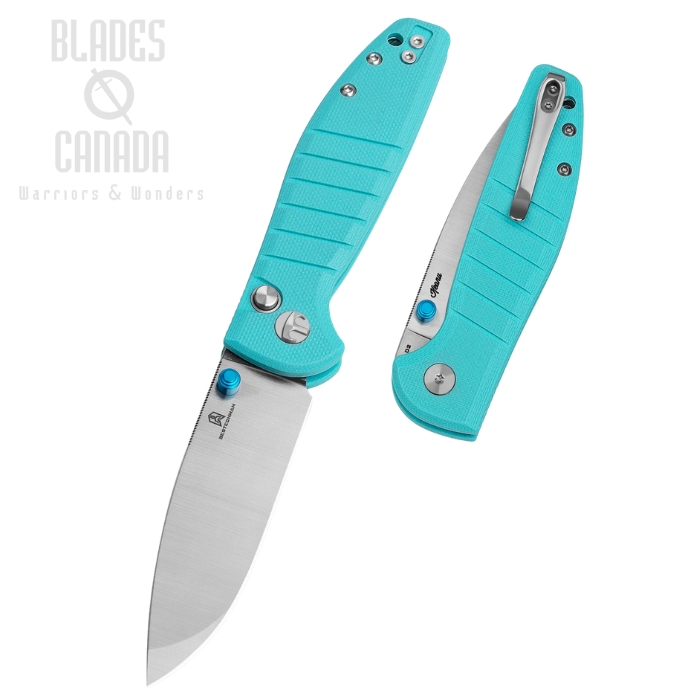 Bestechman Goodboy Jr. Button Lock Folding Knife, D2 Satin/SW, G10 Light Blue, BMK10B (image for) Bestechman Goodboy Jr. Button Lock Folding Knife, D2 Satin/SW, G10 Light Blue, BMK10B