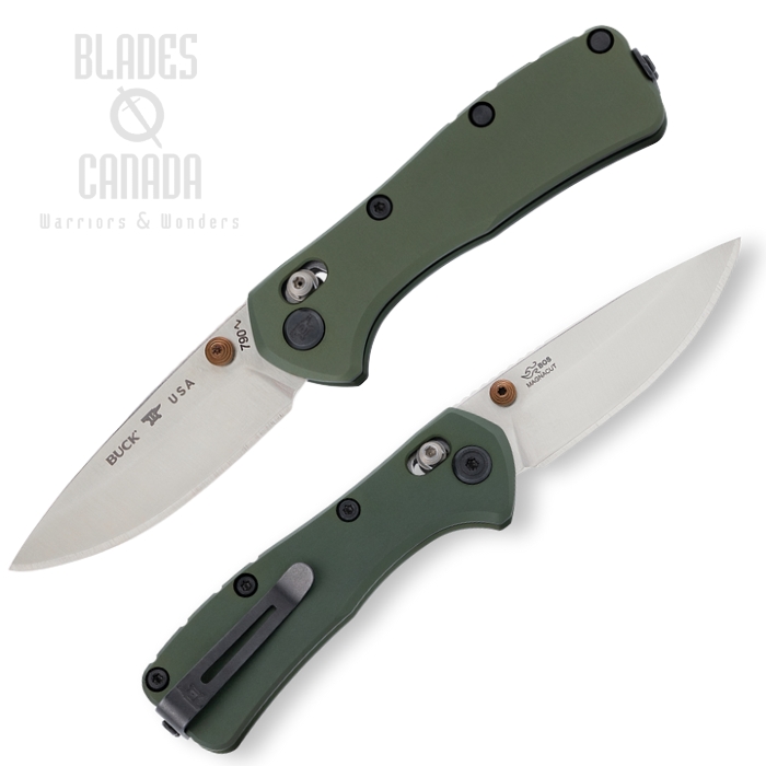 Buck 790 Mini Range Elite Crossbar Lock Folding Knife, MagnaCut Satin, Aluminum Green, 0790GRS (image for) Buck 790 Mini Range Elite Crossbar Lock Folding Knife, MagnaCut Satin, Aluminum Green, 0790GRS