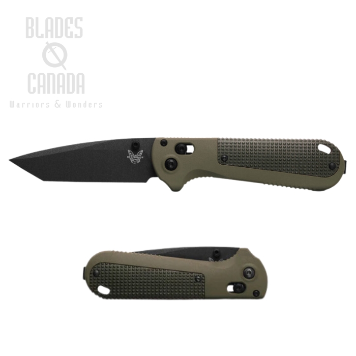 Benchmade Redoubt Tanto Folding Knife, CPM D2 Black, Grivory Green/Grey, 43SBK-1