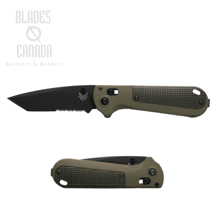 Benchmade Redoubt Tanto Folding Knife, CPM D2 Black, Grivory Green/Grey, 431SBK-1