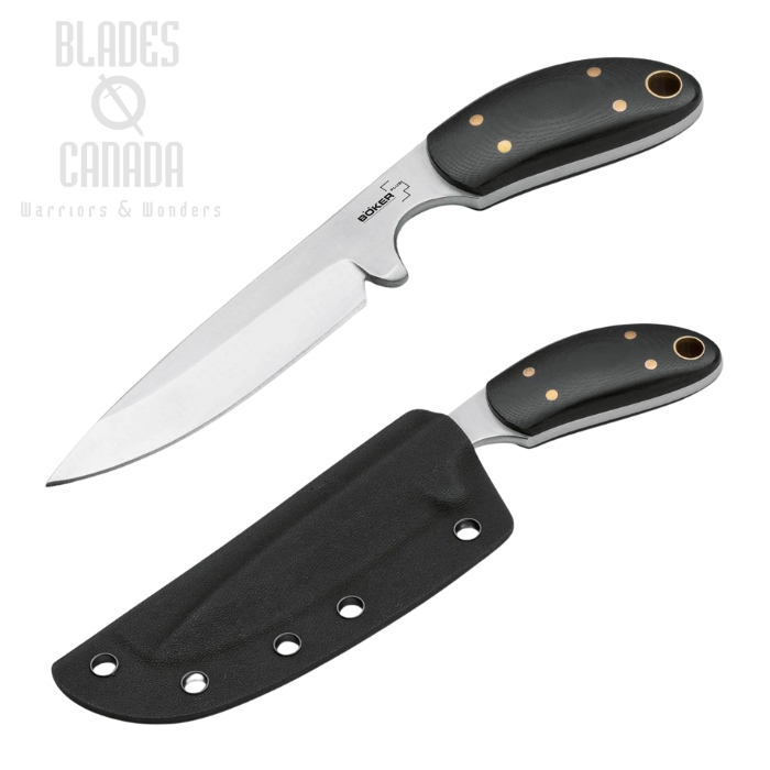 Boker Plus Pocket Fixed Knife 2.0, 440C, G10 Black, Molded Sheath, 02BO772