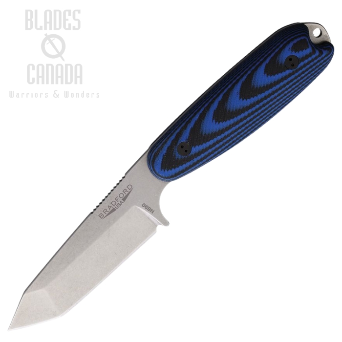 Bradford Guardian 3.5 Fixed Blade Knife, N690 Tanto, G10 Black/Blue, 35T113