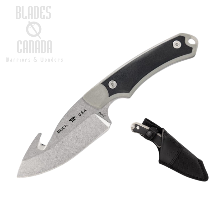 Buck Alpha Hunter Select Guthook Fixed Knife, 420HC, Grey GFN, Polyester Sheath, 0664GYG (image for) Buck Alpha Hunter Select Guthook Fixed Knife, 420HC, Grey GFN, Polyester Sheath, 0664GYG