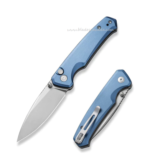 CIVIVI Altus Button Lock Folding Knife, Nitro-V SW, Aluminum Blue, C20076-6