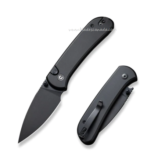 CIVIVI Qubit Button Lock Folding Knife, 14C28N SW, Aluminum Black, C22030E-1