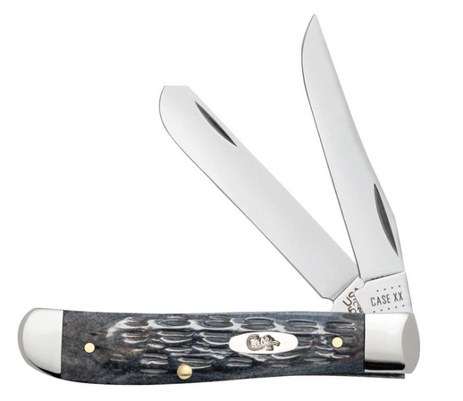 Case Mini Trapper Slipjoint Folding Knife, Carbon Steel, Jig Gray Bone, 58414