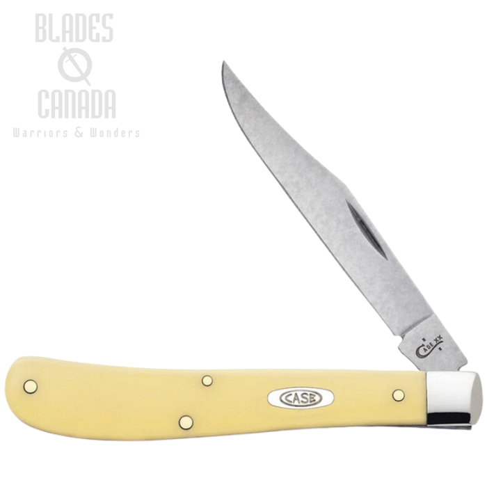 Case Slimline Trapper Slipjoint Folding Knife, Carbon, Synthetic Yellow, 00031