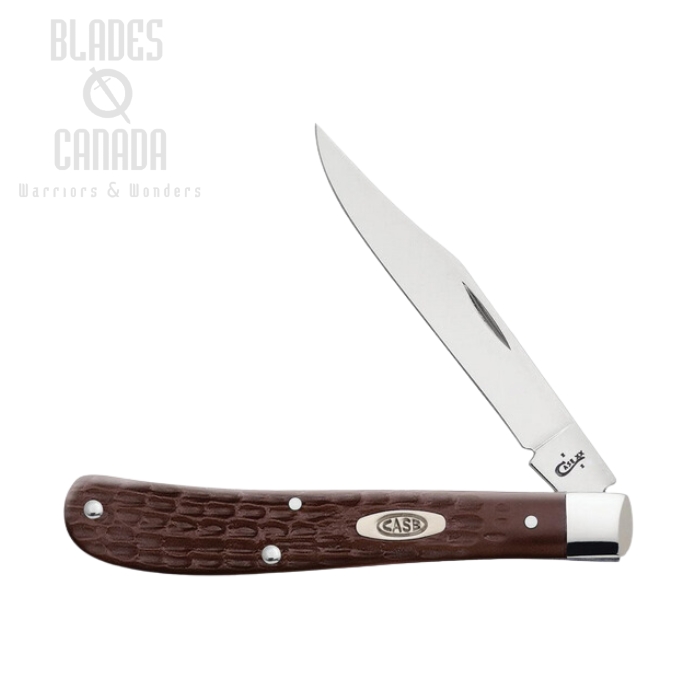 Case Slimline Trapper Slipjoint Folding Knife, Stainless, Synthetic Brown Jig, 00135