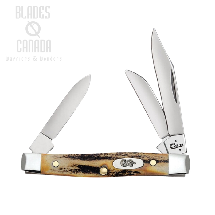 Case Small Stockman Slipjoint Folding Knife, Stainless Steel, Genuine Stag, 00178