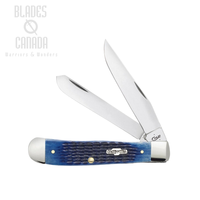 Case Trapper Slipjoint Folding Knife, Stainless, Jig Blue Bone, 02800