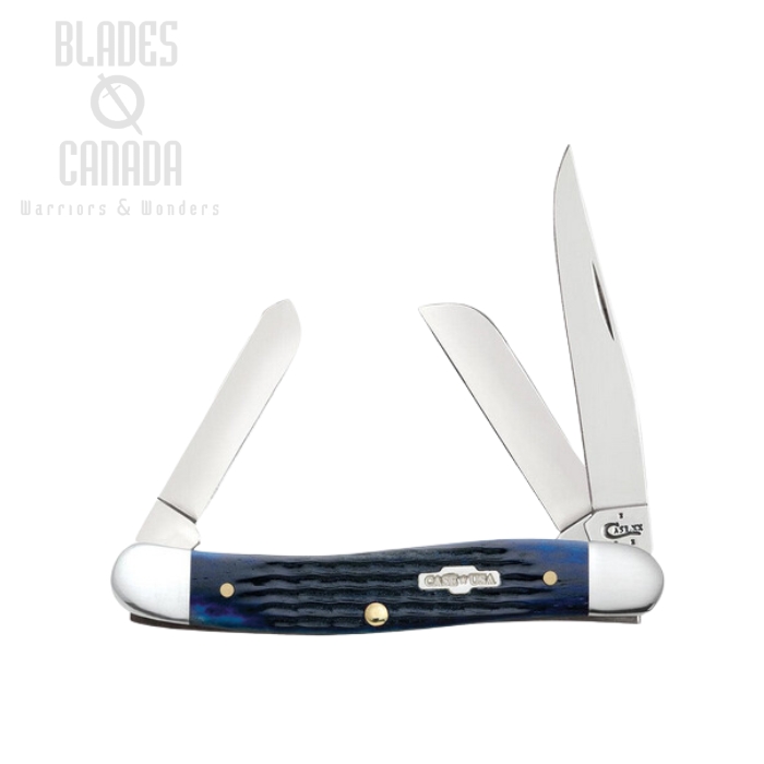 Case Medium Stockman Slipjoint Folding Knife, Stainless, Jig Blue Bone, 02801