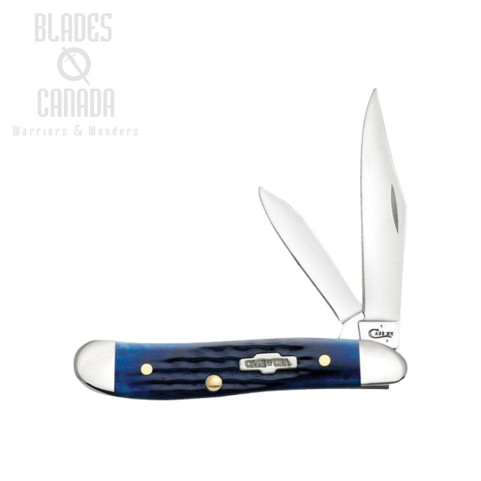 Case Peanut Slipjoint Folding Knife, Stainless, Jig Blue Bone, CA02802