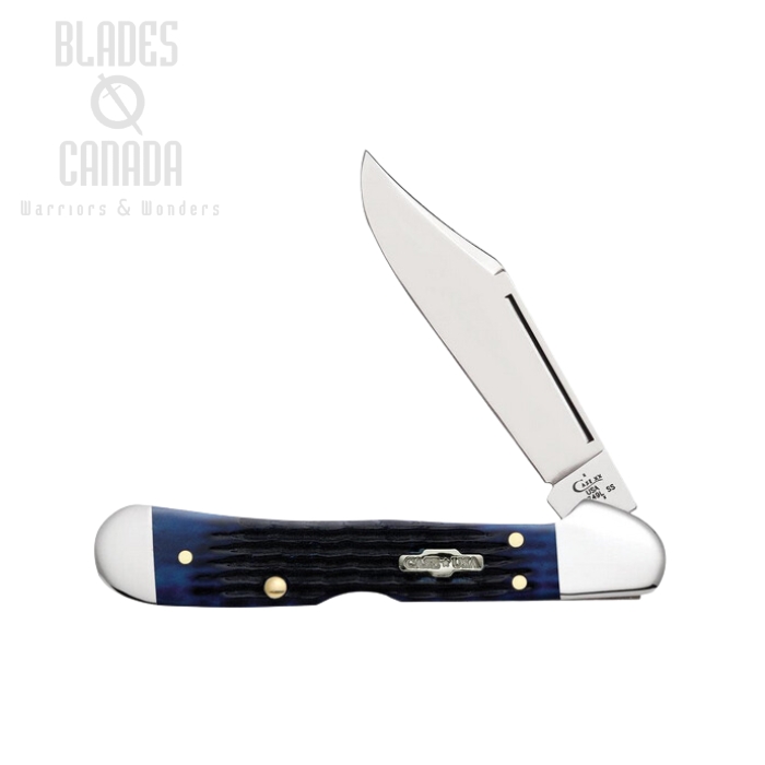 Case Mini CopperLock Lockback Folding Knife, Stainless, Jig Blue Bone, 02864