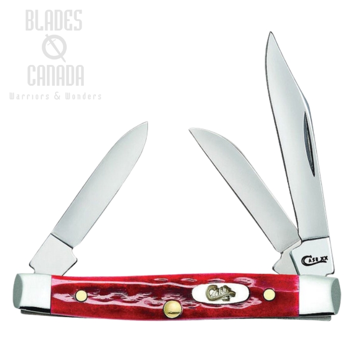 Case Small Stockman Slipjoint Folding Knife, Stainless, Red Jigged Bone, 10305